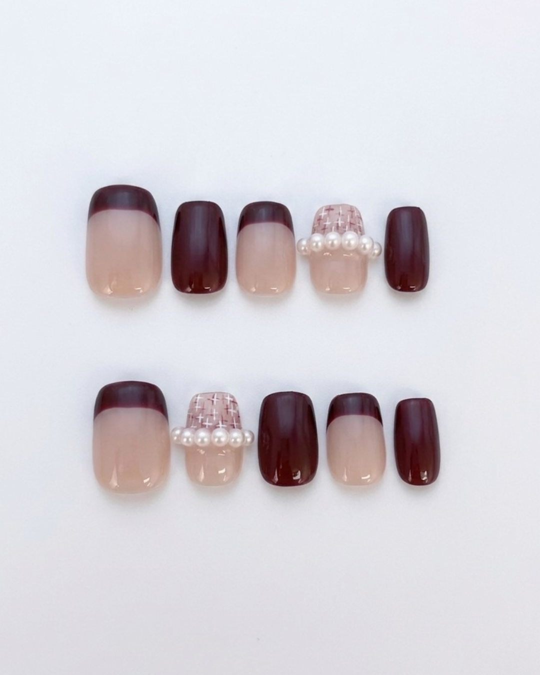 Press-on nails, short squoval, soft gel, reusable, 3D