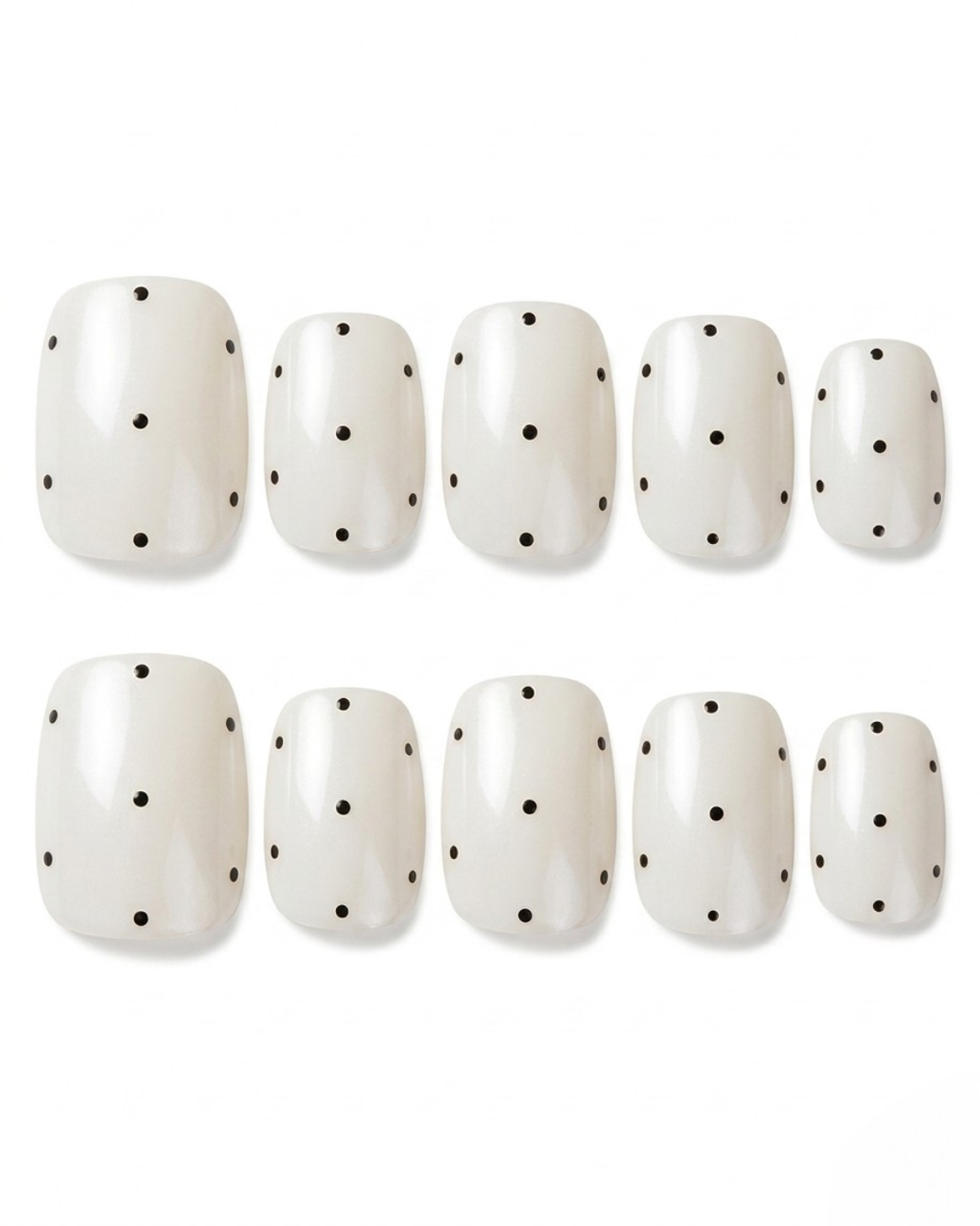 White, press-on nails, short squoval, soft gel, reusable