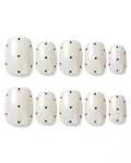 White, press-on nails, short squoval, soft gel, reusable