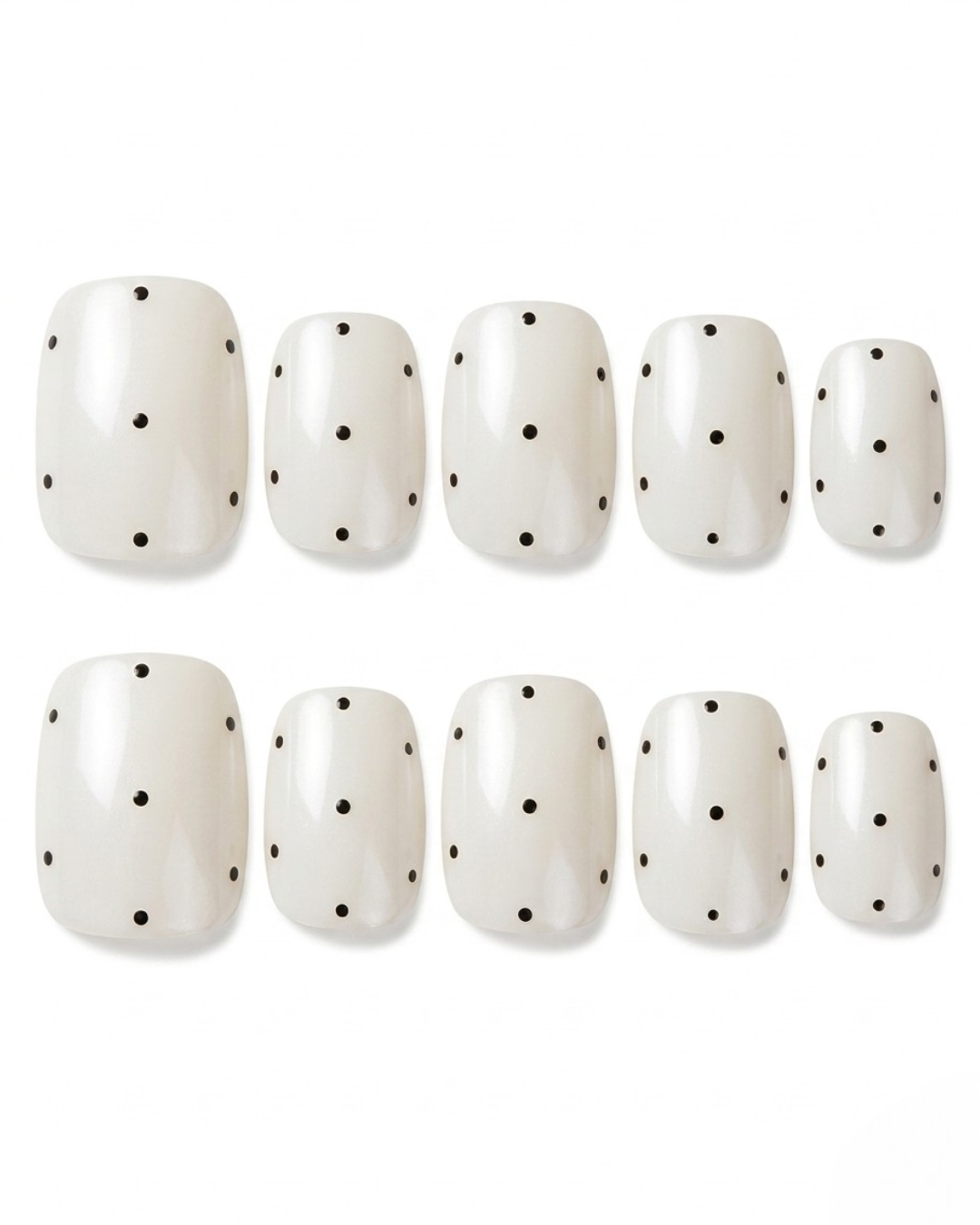 White, press-on nails, short squoval, soft gel, reusable