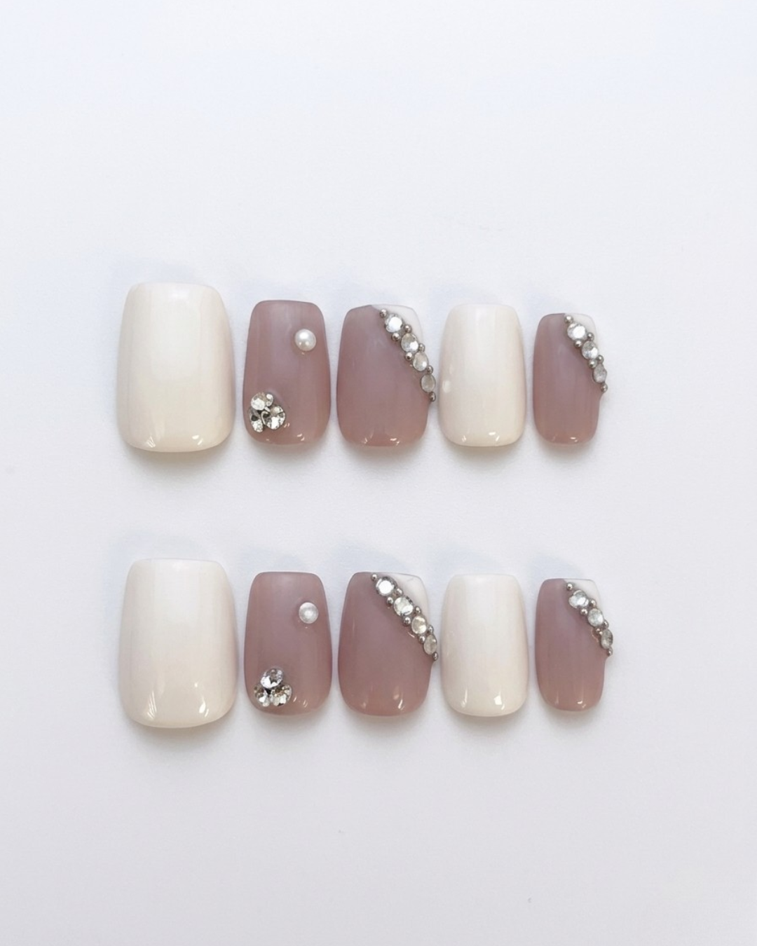 Press-on nails, short squoval, soft gel, reusable