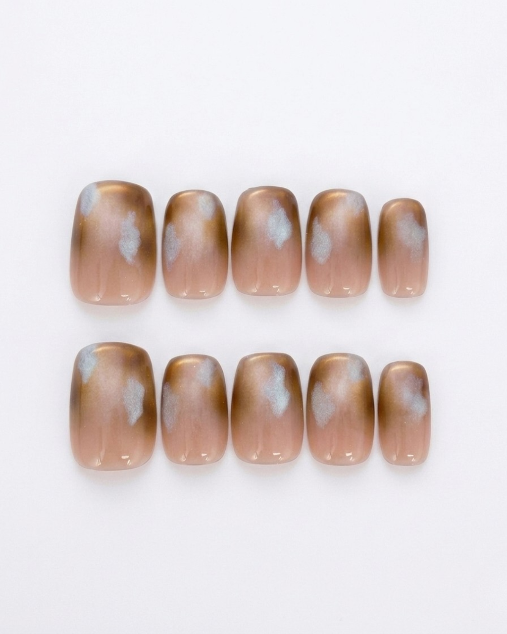 Press-on nails, short squoval, soft gel, reusable