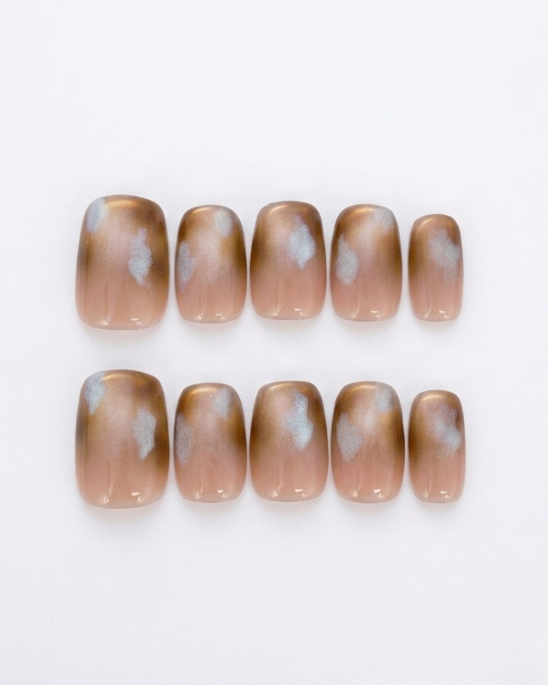 Press-on nails, short squoval, soft gel, reusable