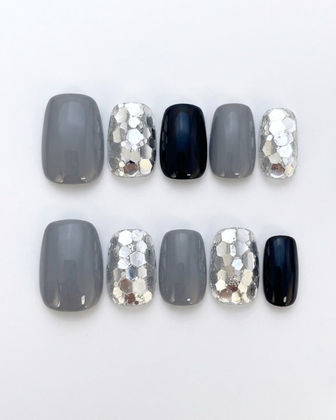 Press-on nails, short squoval, soft gel, reusable