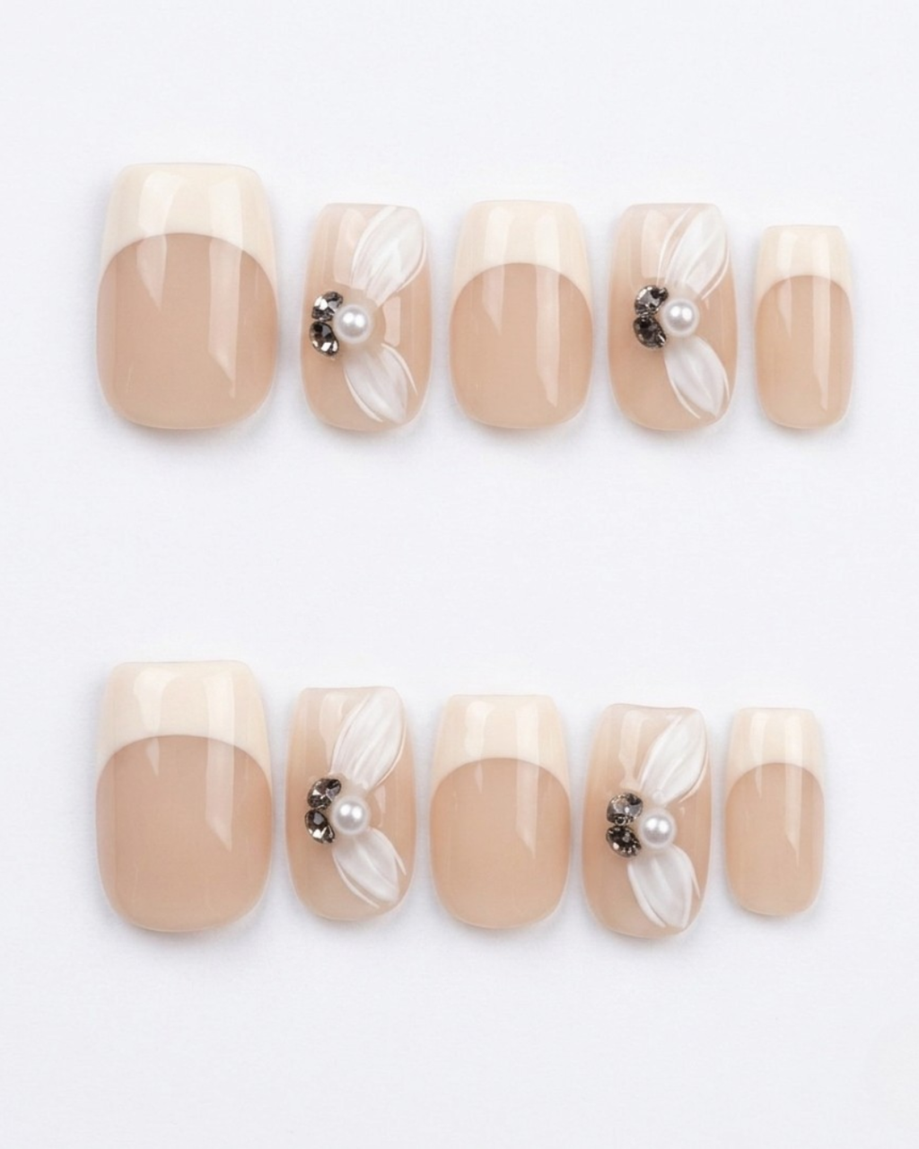 Press-on nails, short square, soft gel, reusable, 3D