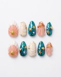 Press-on nails, short almond, soft gel, reusable, 3D