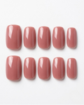 Dusty rose, press-on nails, short squoval, soft gel, reusable
