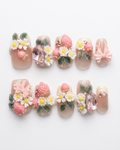 Press-on nails, short square, soft gel, reusable, 3D