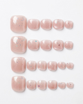 Blush pink, press-on toenails, short squoval, soft gel, reusable