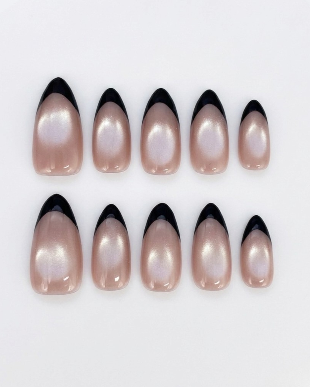 Uñas postizas Rosy Midnight Medie Mandorle