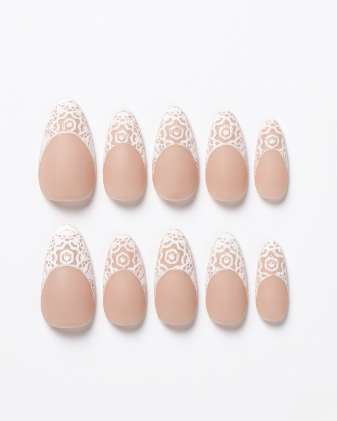 Vintage Lace Medie Mandorla Press Ons