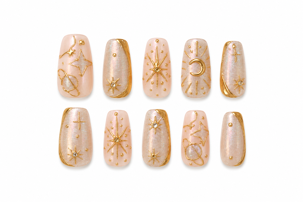 Pink Silver Chrome Press-on Nails — Long Squoval | Stardust | Nenelemon