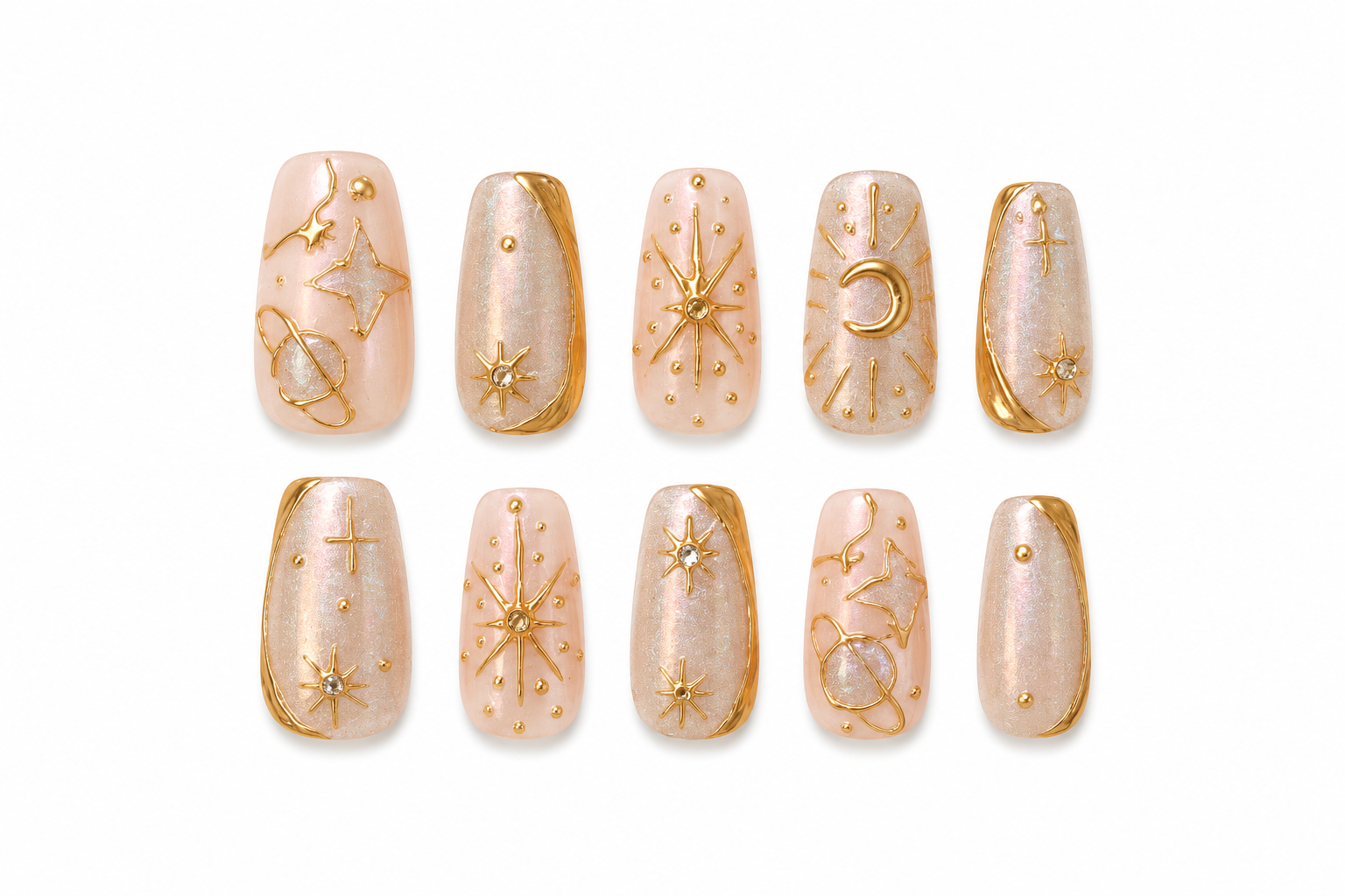 Pink Silver Chrome Press-on Nails — Long Squoval | Stardust | Nenelemon