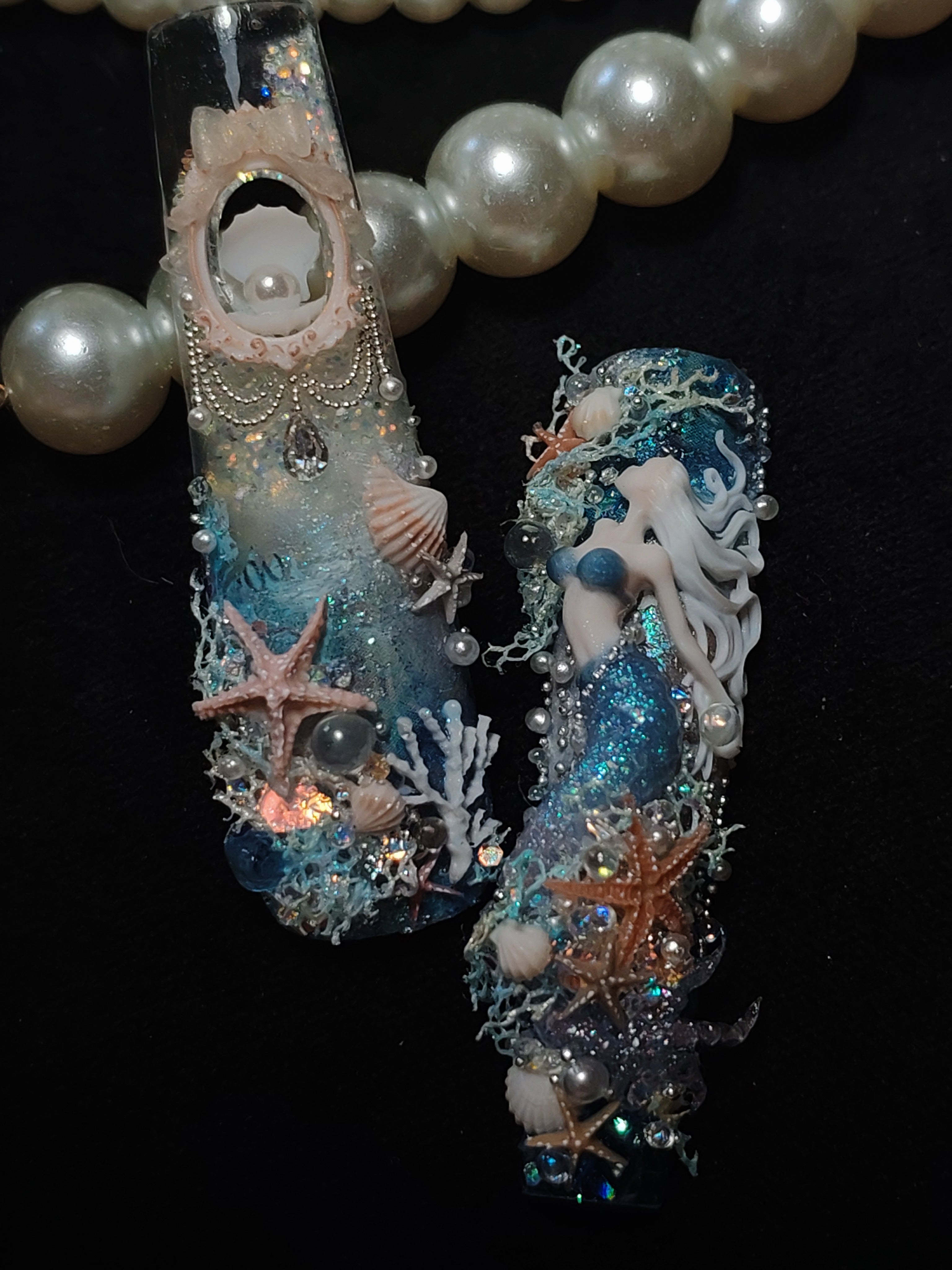 Press on nails, long coffin, 3D soft gel reusable
